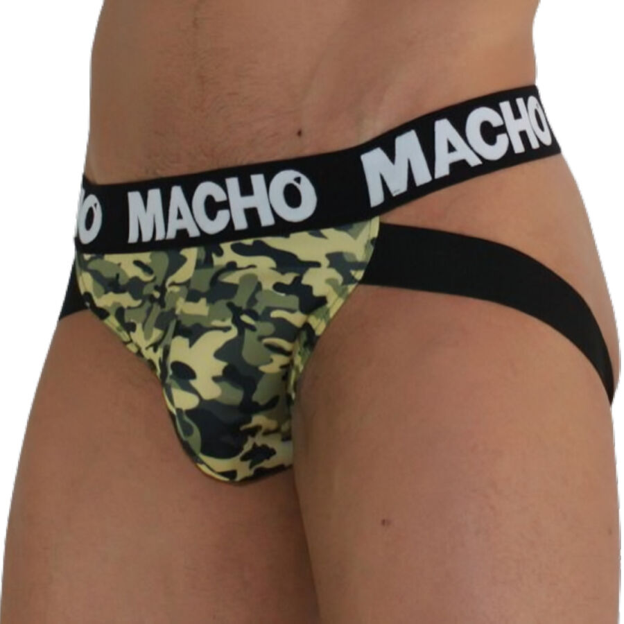 Jockstrap Uomo Macho MX28MV — Lycra ed Elastan, Verde Militare M