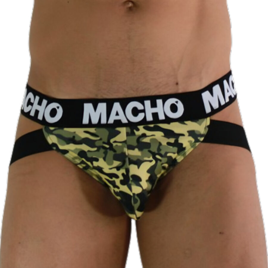 Jockstrap Uomo Macho MX28MV — Lycra ed Elastan, Verde Militare M