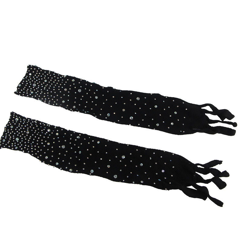 Bodystocking a Rete con Guanti Subblime — Strass, Nero