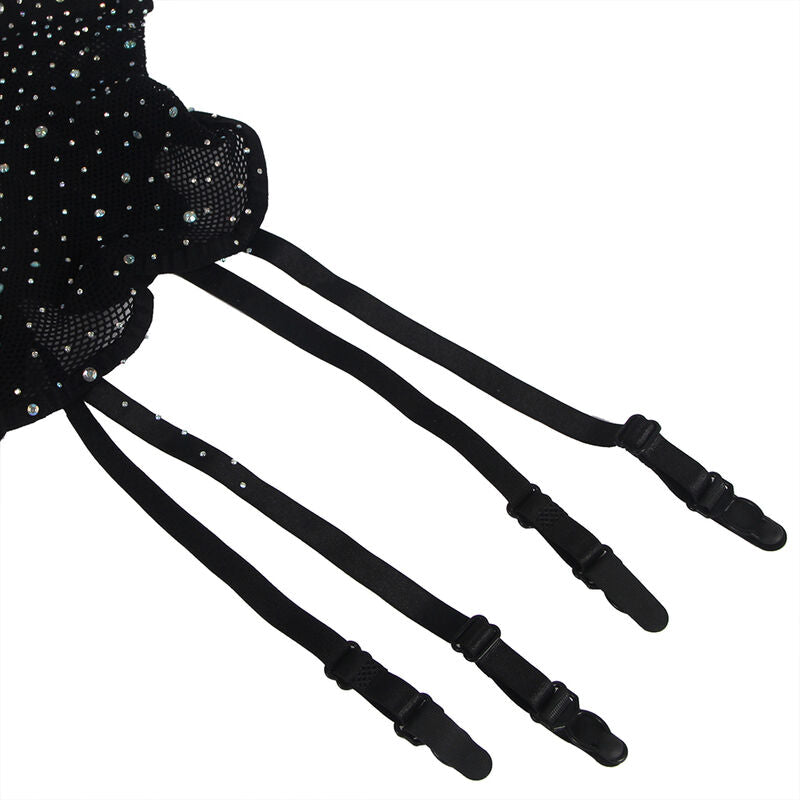 Bodystocking a Rete con Guanti Subblime — Strass, Nero