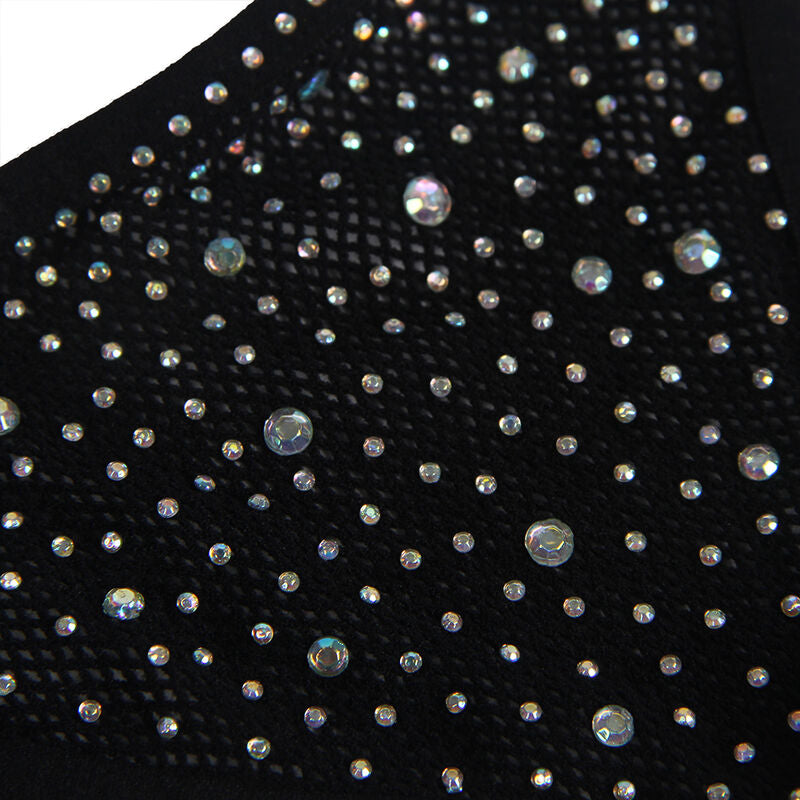 Bodystocking a Rete con Guanti Subblime — Strass, Nero