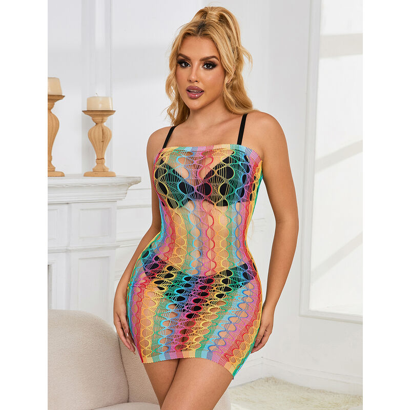 Vestito a Rete Spalle Nude Subblime — Taglia Unica, Arcobaleno