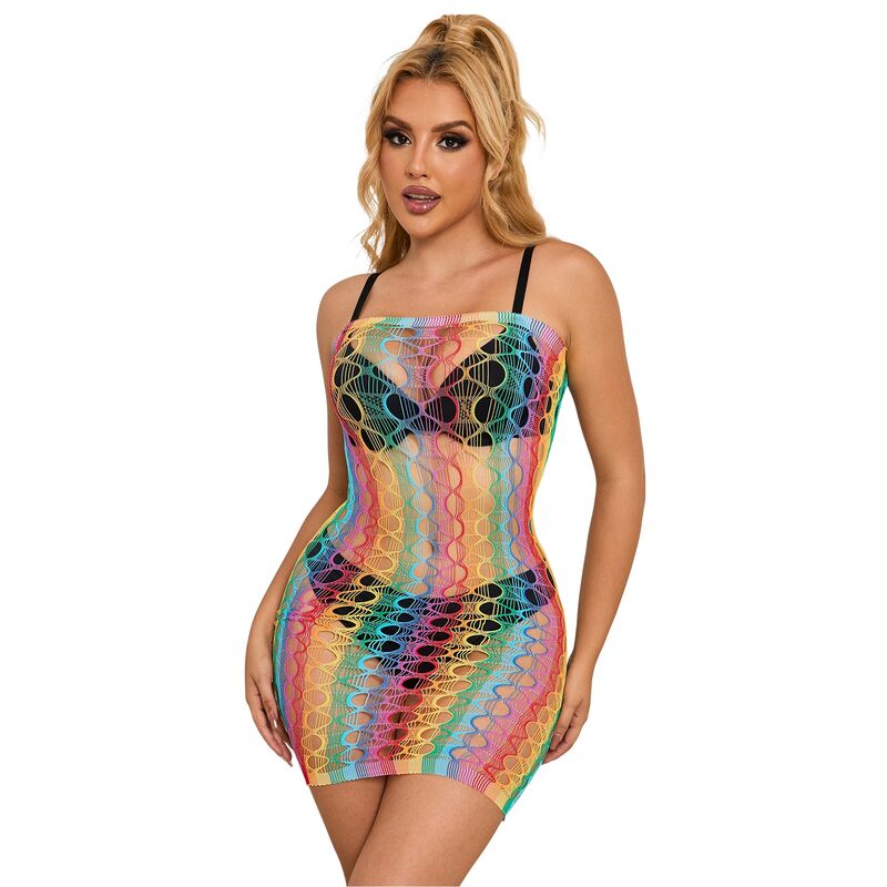 Vestito a Rete Spalle Nude Subblime — Taglia Unica, Arcobaleno