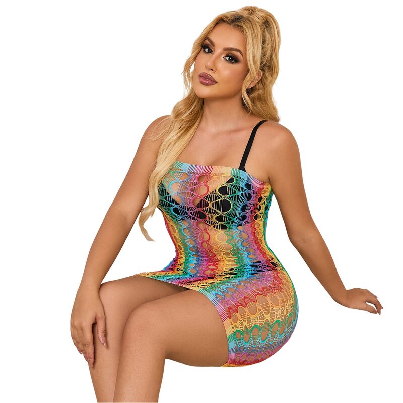 Vestito a Rete Spalle Nude Subblime — Taglia Unica, Arcobaleno