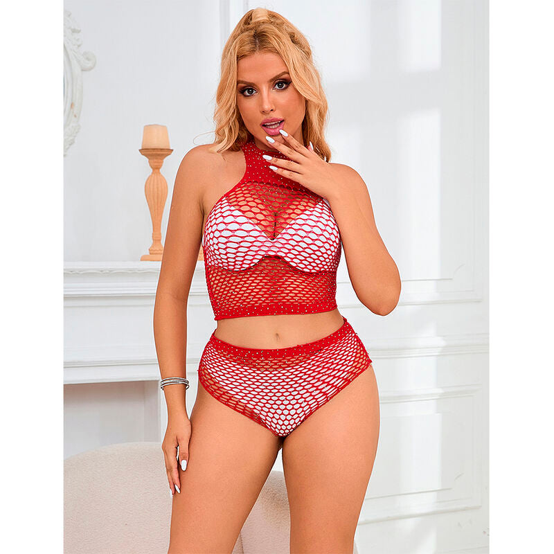 Lingerie Sexy a Rete con Diamanti Subblime — Rosa, Taglia Unica