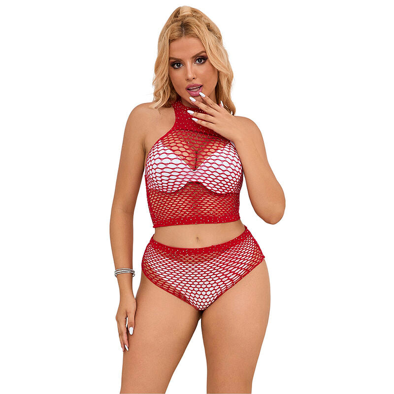 Lingerie Sexy a Rete con Diamanti Subblime — Rosa, Taglia Unica