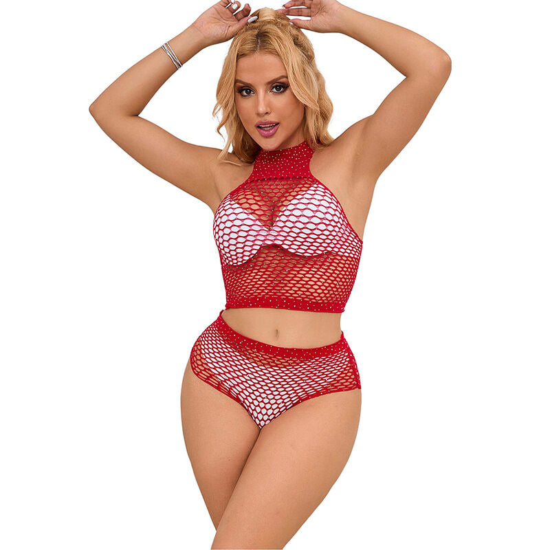 Lingerie Sexy a Rete con Diamanti Subblime — Rosa, Taglia Unica