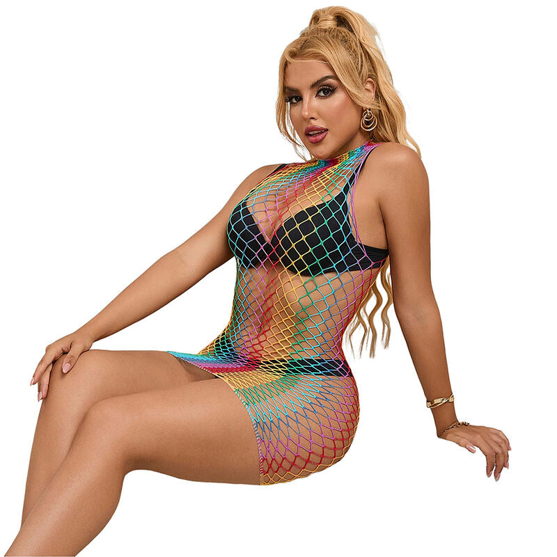 Vestito a Rete Collo Alto Subblime — Arcobaleno, Taglia Unica
