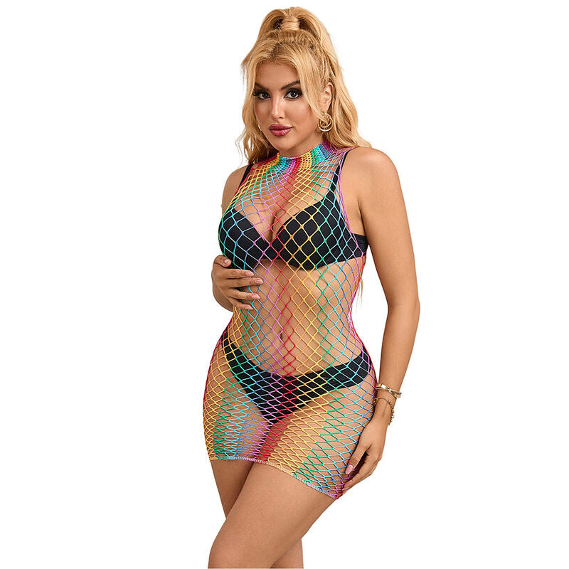 Vestito a Rete Collo Alto Subblime — Arcobaleno, Taglia Unica