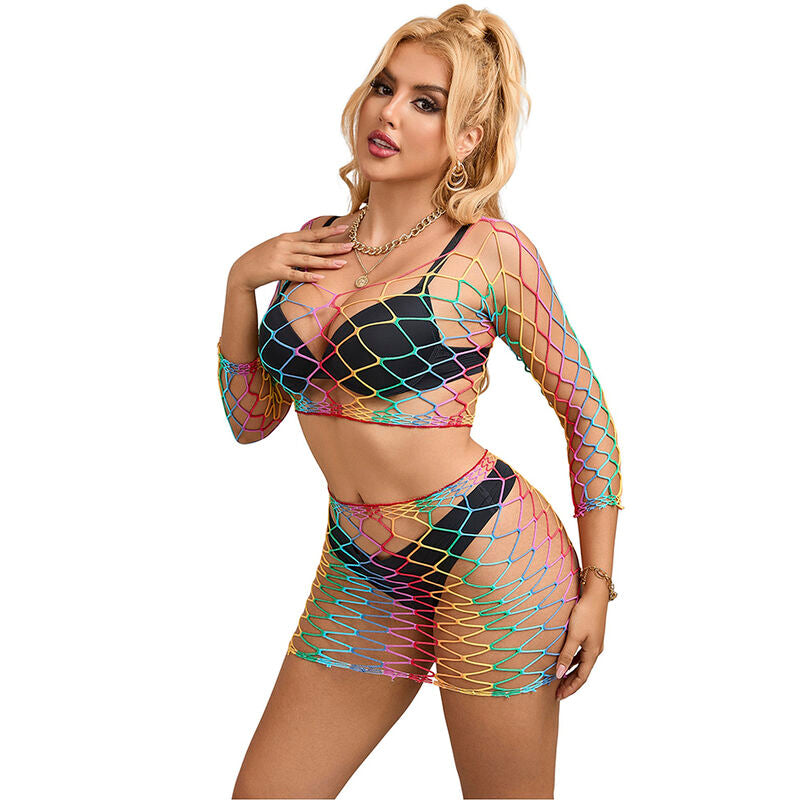 Lingerie Sexy a Rete Subblime — Set 2 Pezzi Manica Lunga