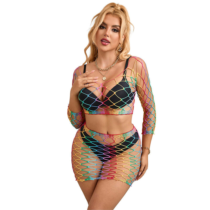 Lingerie Sexy a Rete Subblime — Set 2 Pezzi Manica Lunga