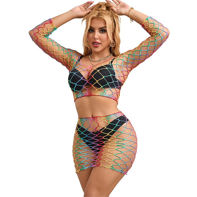 Lingerie Sexy a Rete Subblime — Set 2 Pezzi Manica Lunga