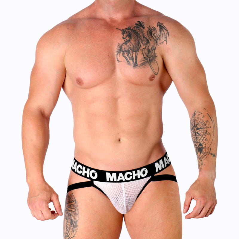 Jockstrap Semitrasparente a Rete Macho MX26X1 — Bianco