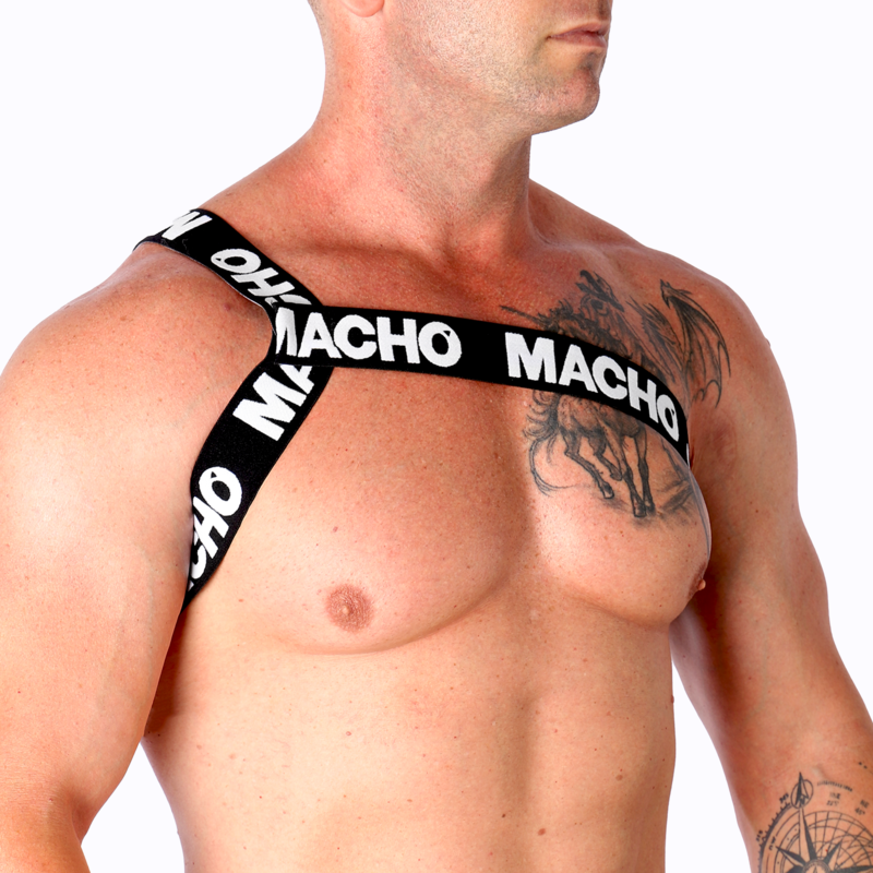 Lingerie Sexy Pettorina Elastica Macho Romana — Bianca L/XL