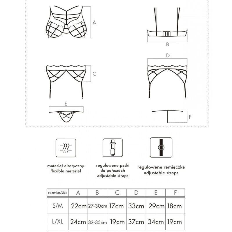 Lingerie Sexy Set 3 Pezzi Livco Corsetti Soledad — L/XL