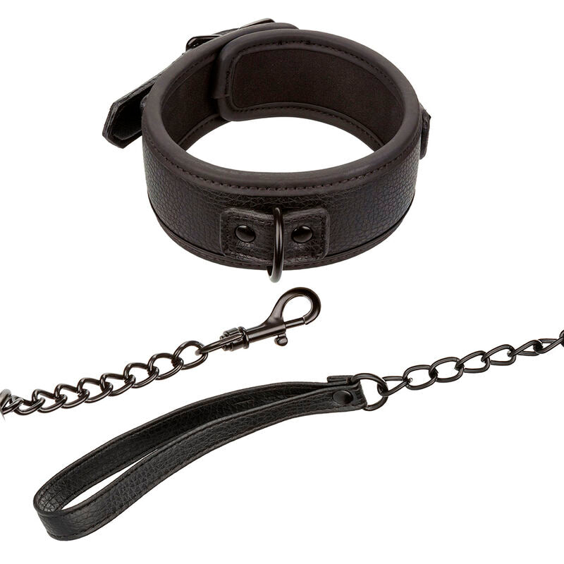 Collare BDSM con Guinzaglio Calexotics Nocturnal — Pelle Nero