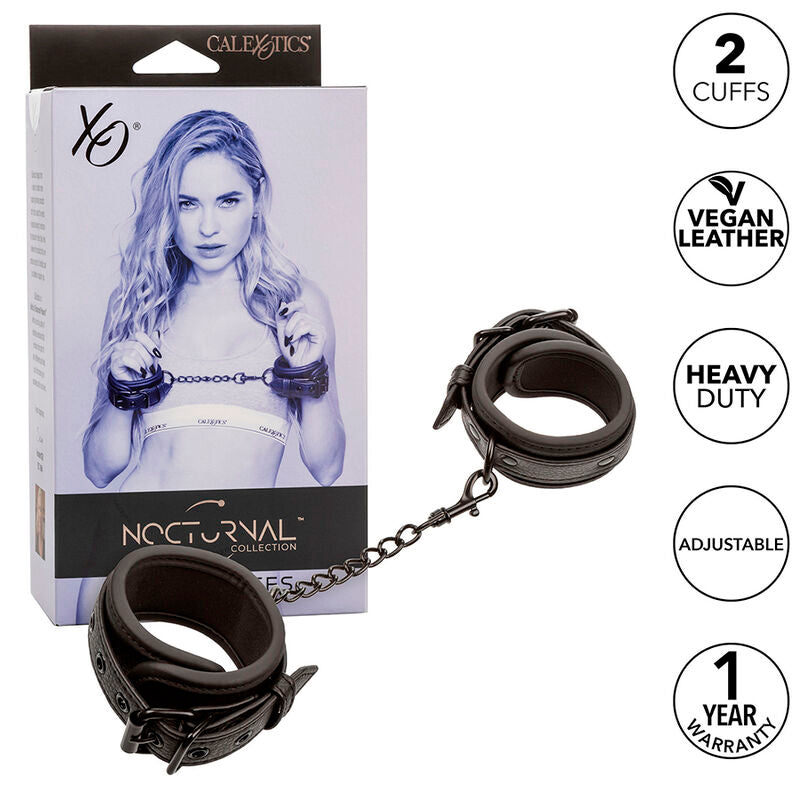 Manette BDSM in Pelle Calexotics Nocturnal — Regolabili, Nere