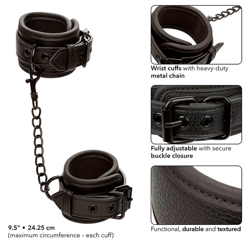Manette BDSM in Pelle Calexotics Nocturnal — Regolabili, Nere