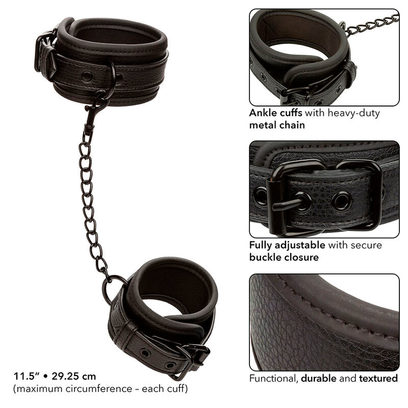 Cavigliere BDSM in Pelle Calexotics Nocturnal — Regolabili, Nere