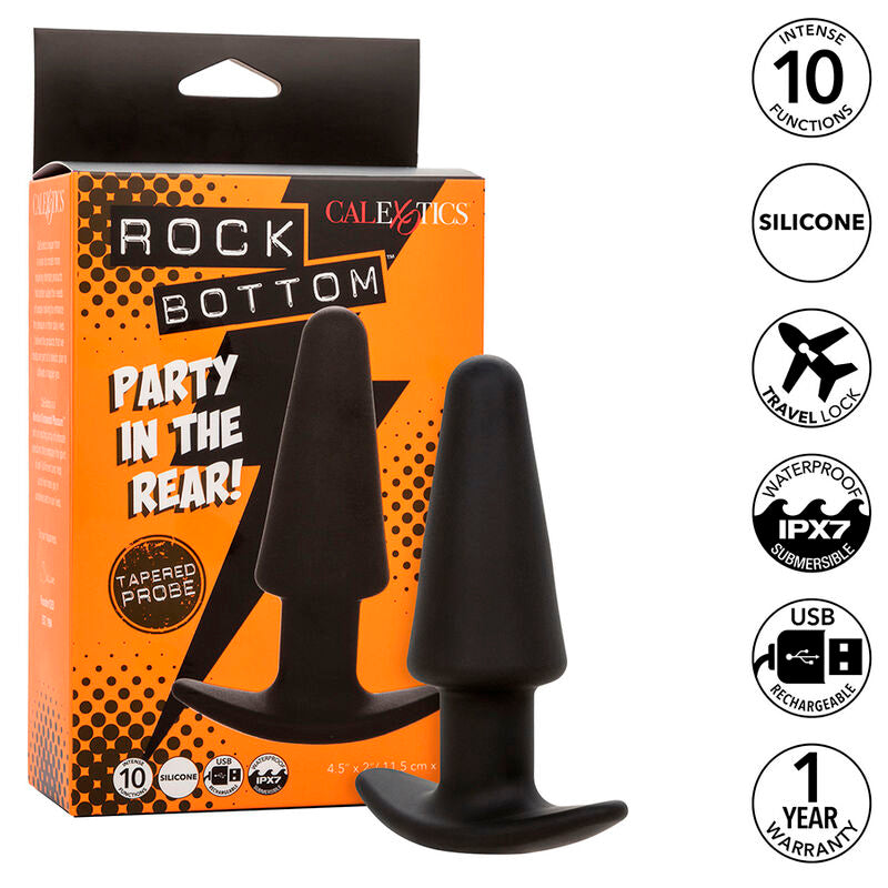 Plug Anale Vibrante Calexotics Rock Bottom — Silicone, 10 Funzioni