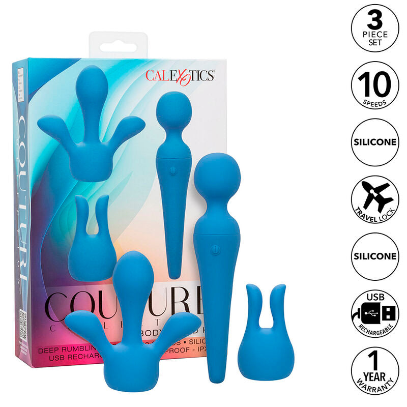 Vibratore Wand Calexotics Couture Kit — 10 Vibrazioni, Blu