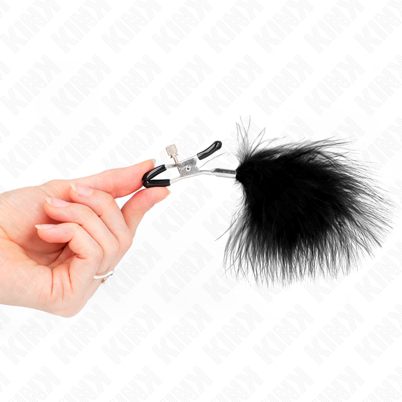 Pinza Capezzoli con Piuma KINK Nipple Grip — Nera, 7 cm