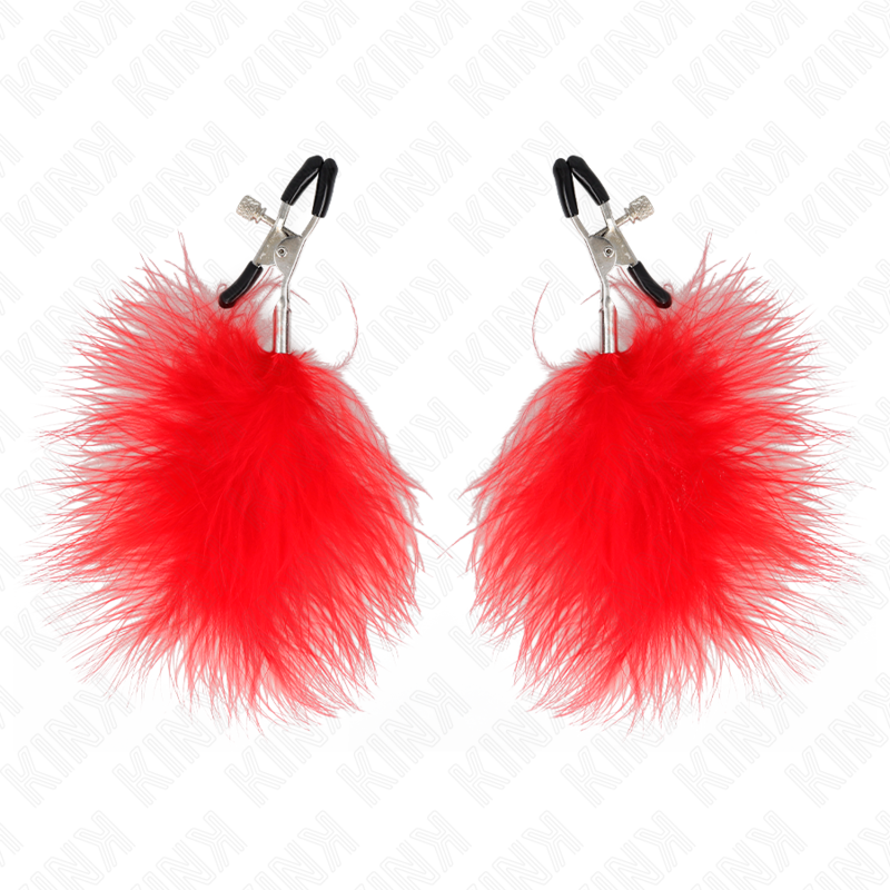 Pinza Capezzoli con Piuma KINK Nipple Grip — Rossa, 7 cm