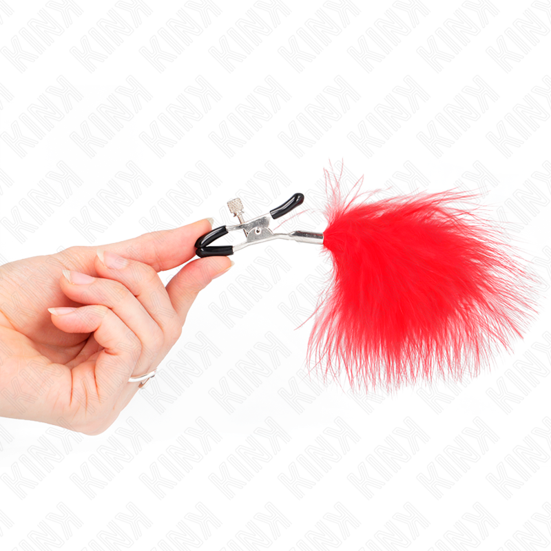 Pinza Capezzoli con Piuma KINK Nipple Grip — Rossa, 7 cm