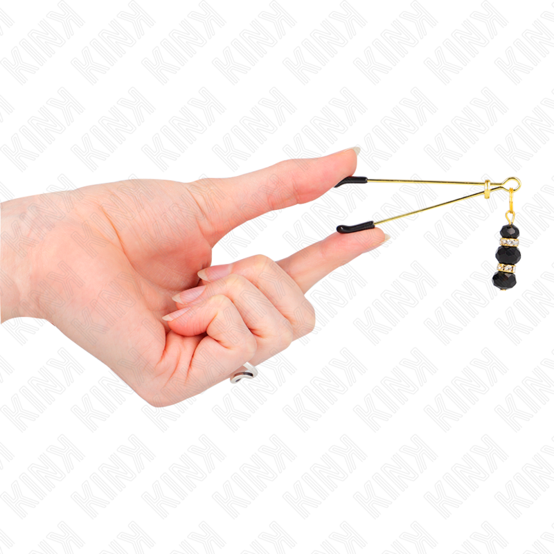 Pinze per Capezzoli BDSM Kink — Oro con Perline Vetro, 7 cm