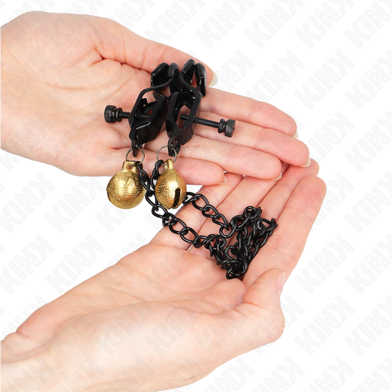 Pinze per Capezzoli a Catena con Campana Kink — Argento