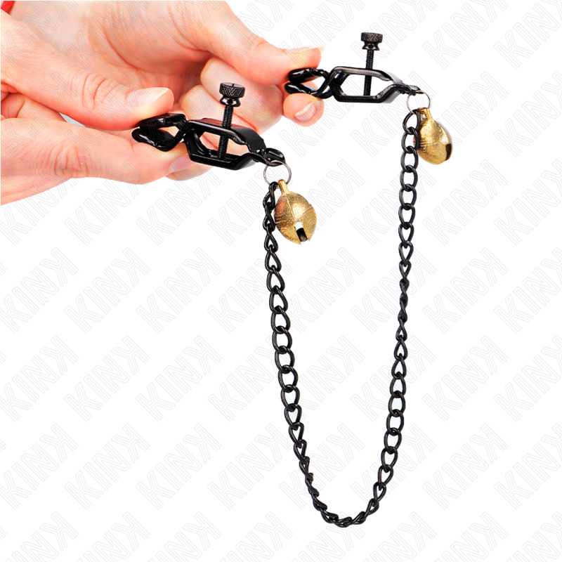 Pinze per Capezzoli a Catena con Campana Kink — Argento