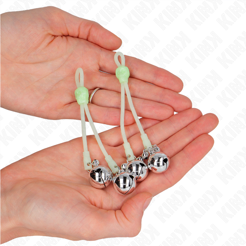 Pinze per Capezzoli BDSM Kink Nipple Grip — Campane, Verde/Argento