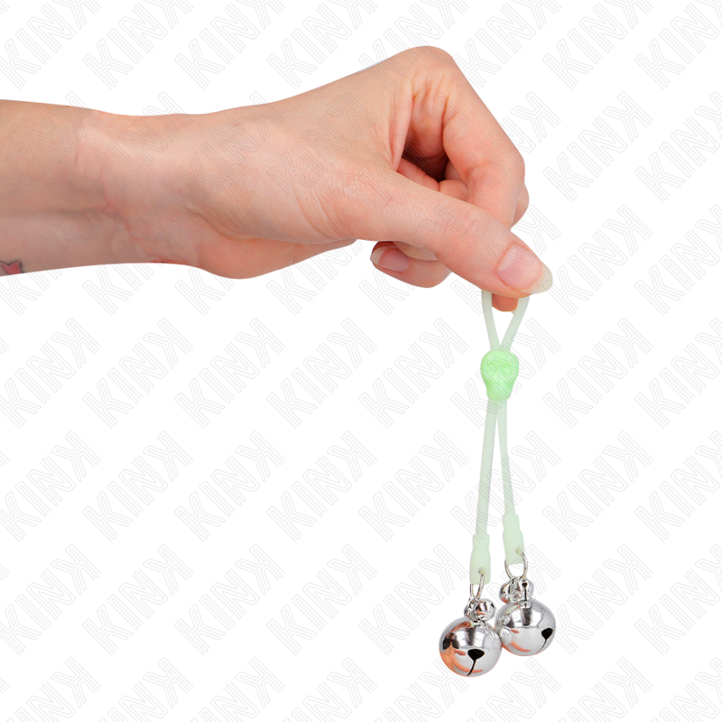 Pinze per Capezzoli BDSM Kink Nipple Grip — Campane, Verde/Argento