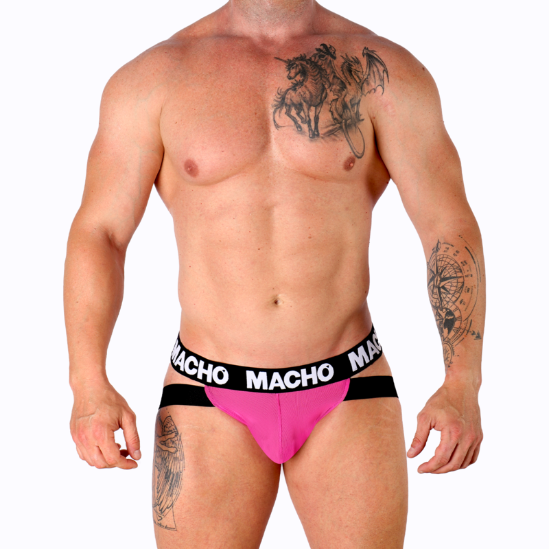 Jockstrap Uomo Macho MX28FR — Lycra Elastan, Rosa Neon XL