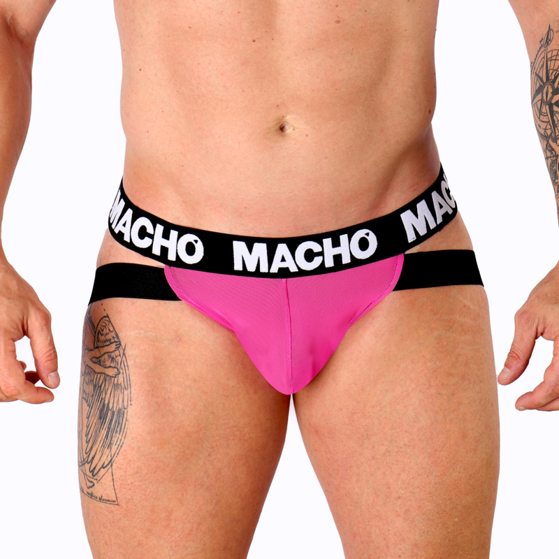 Jockstrap Uomo Macho MX28FR — Lycra Elastan, Rosa Neon, M