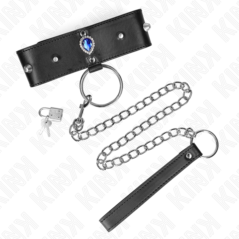 Collare BDSM con Strass Kink — Regolabile, Blu