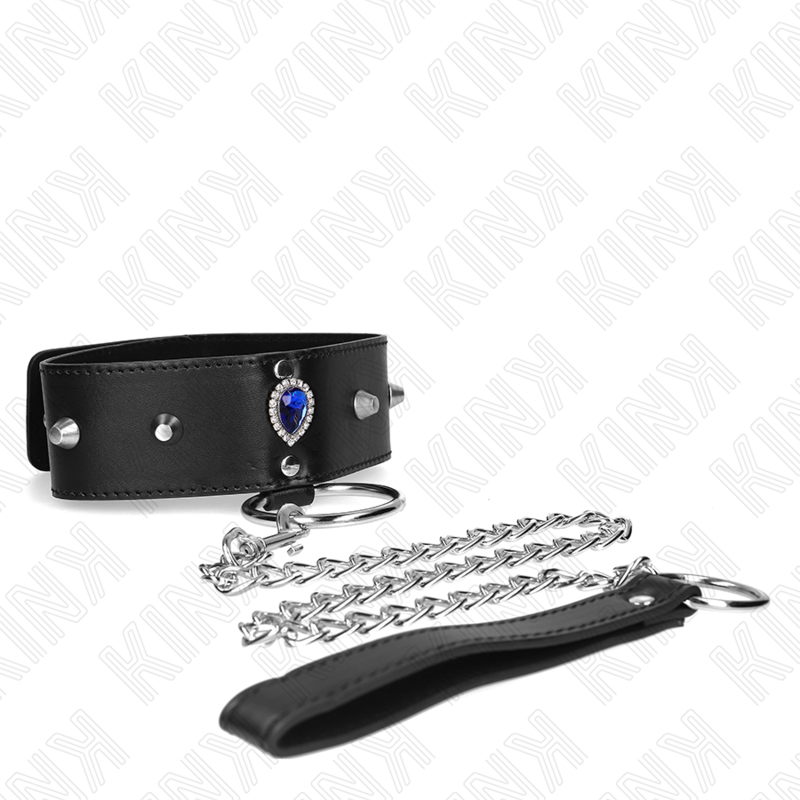 Collare BDSM con Strass Kink — Regolabile, Blu