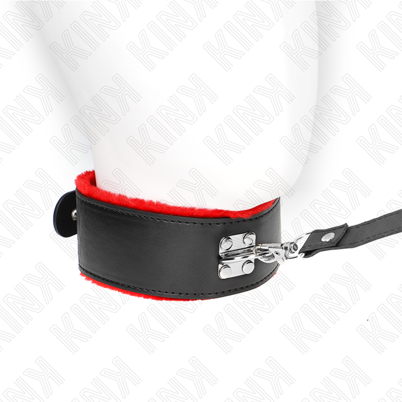 Collare BDSM con Cintura Kink — Pelle, Regolabile, Rosso