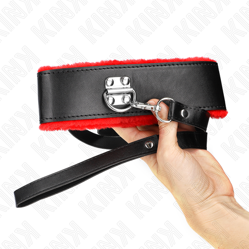 Collare BDSM con Cintura Kink — Pelle, Regolabile, Rosso