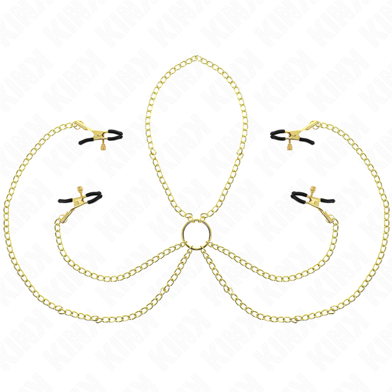 Morsetti Capezzoli e Clitoride Regolabili Kink — Oro, 4 Pz