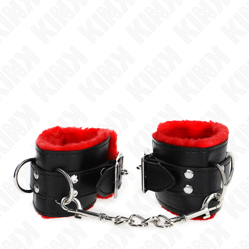 Manette BDSM Imbottite Kink — Polsini Regolabili, Rosso/Nero