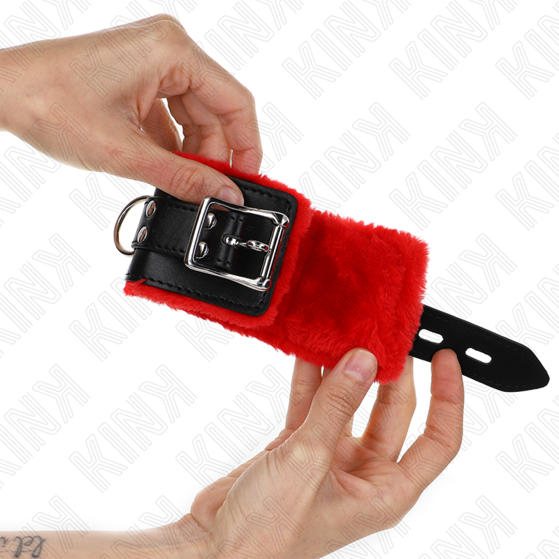 Manette BDSM Imbottite Kink — Polsini Regolabili, Rosso/Nero