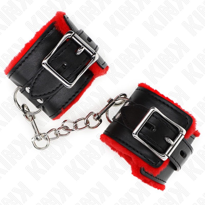 Manette BDSM Imbottite Kink — Polsini Regolabili, Rosso/Nero