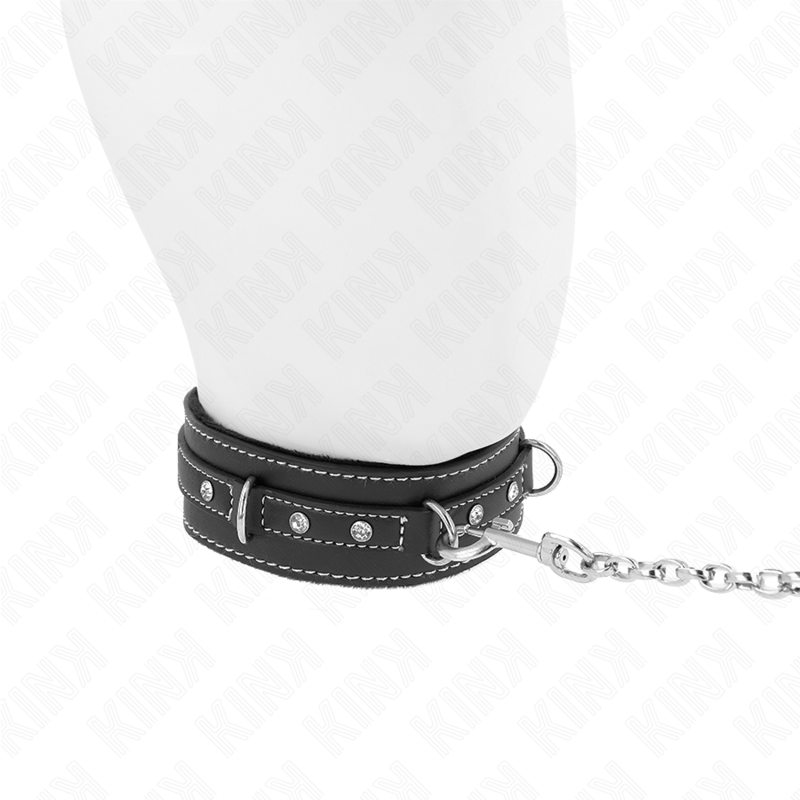 Collare BDSM con Cintura Kink — PVC, Rivetti Strass 41.5 cm