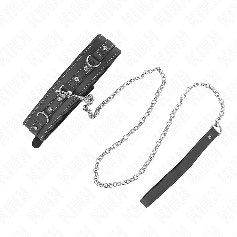 Collare BDSM con Cintura Kink — PVC, Rivetti Strass 41.5 cm
