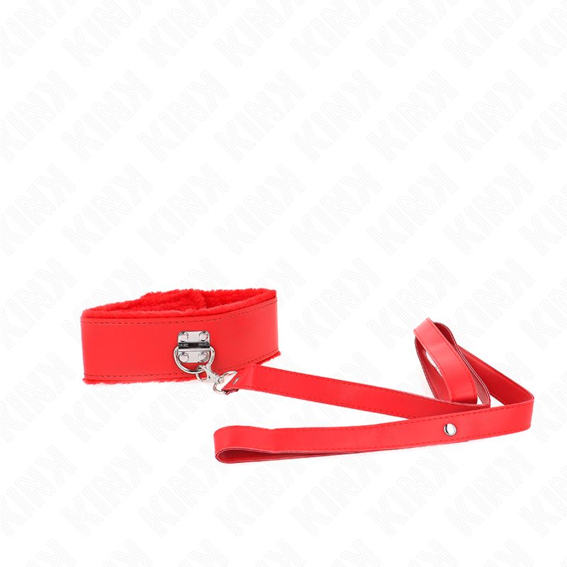 Collare BDSM con Guinzaglio Kink — Borchie Argento, Rosso