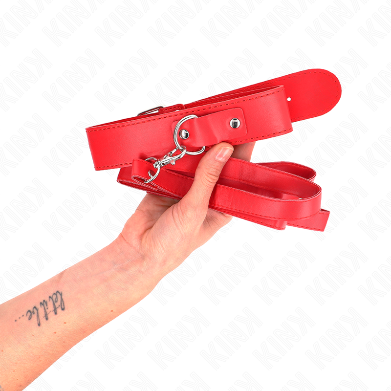 Collare BDSM con Cintura Kink — Cinturino Regolabile, Rosso