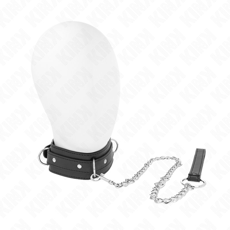 Collare BDSM con Guinzaglio Kink — 3 Anelli, Regolabile 38-49 cm