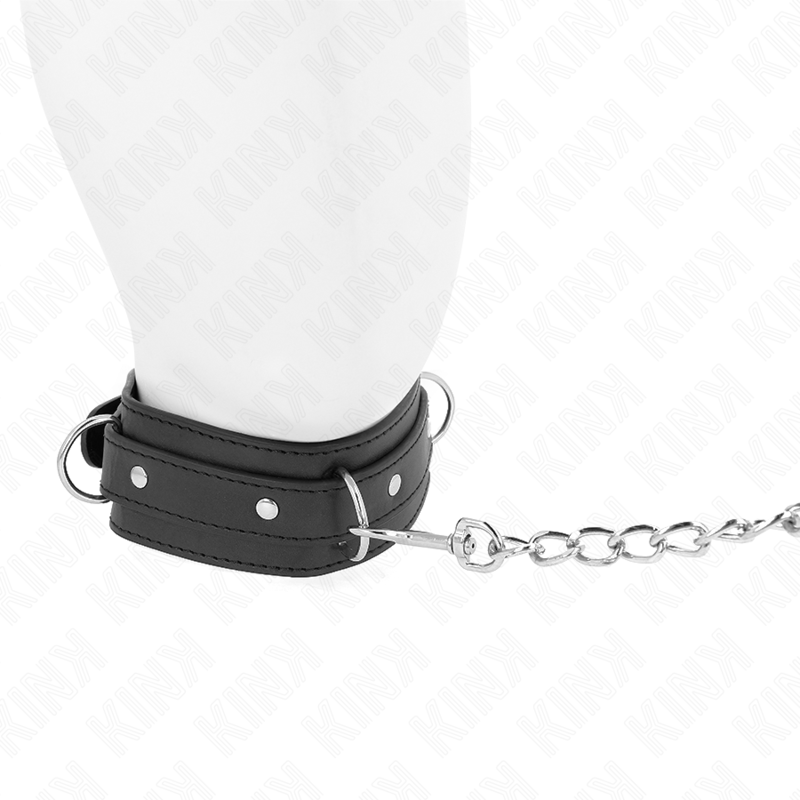 Collare BDSM con Guinzaglio Kink — 3 Anelli, Regolabile 38-49 cm