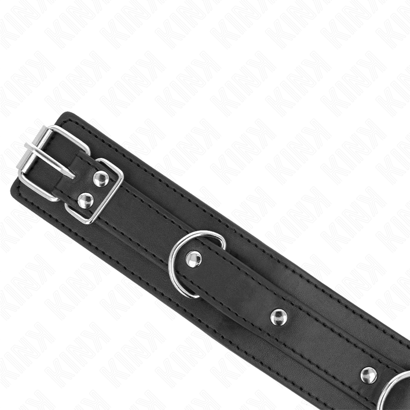 Collare BDSM con Guinzaglio Kink — 3 Anelli, Regolabile 38-49 cm